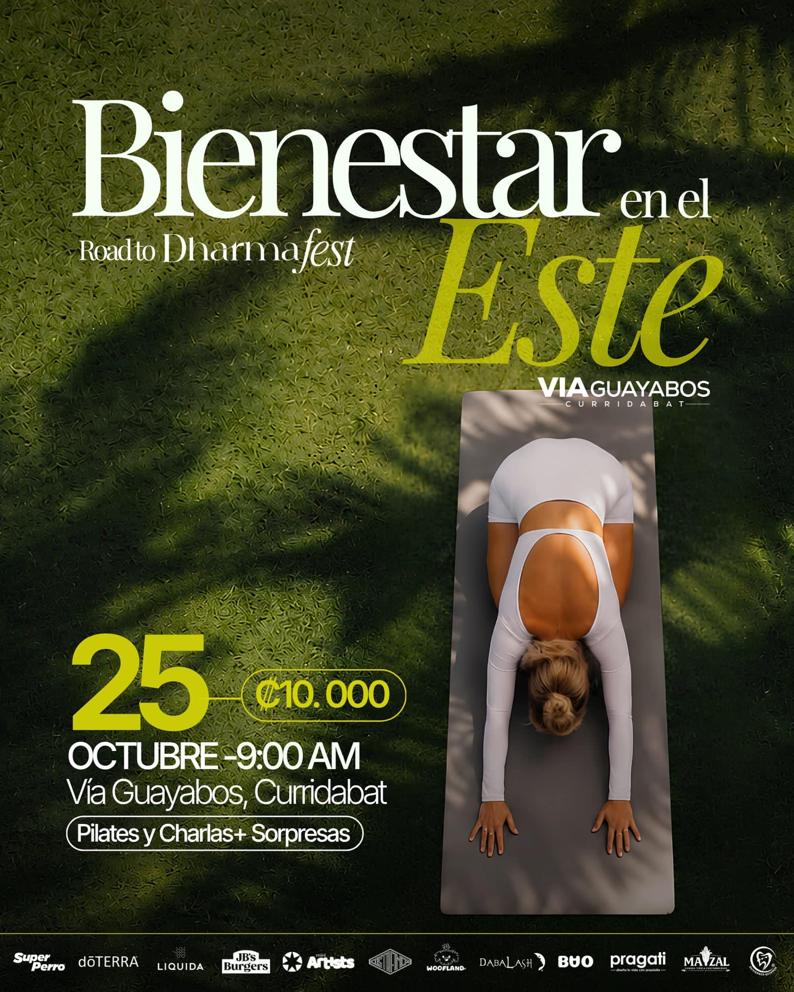 Afiche de Bienestar en el Este — Road to Dharma Fest en Vía Guayabos